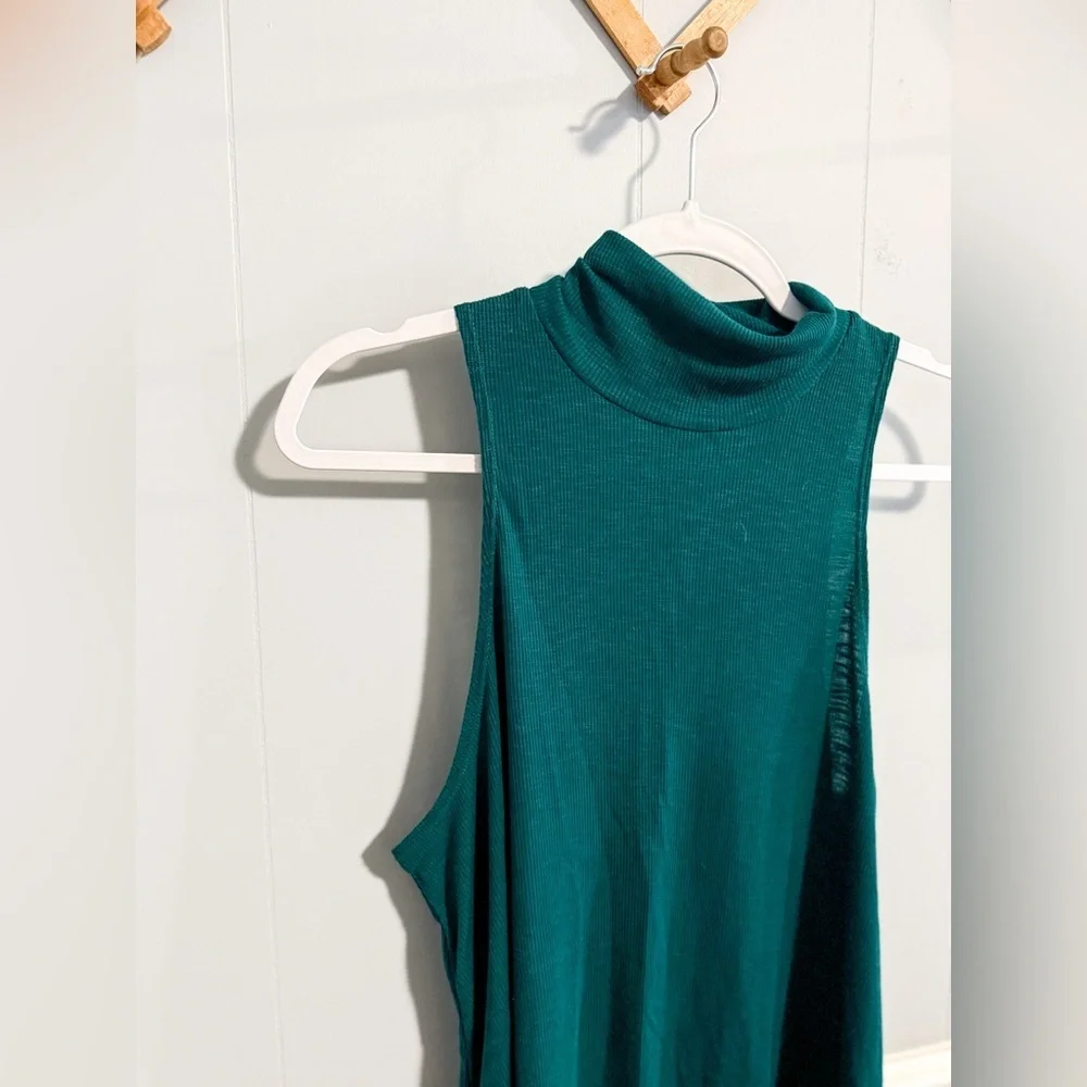 Free People Topanga Forest Green Sleeveless Turtleneck Top